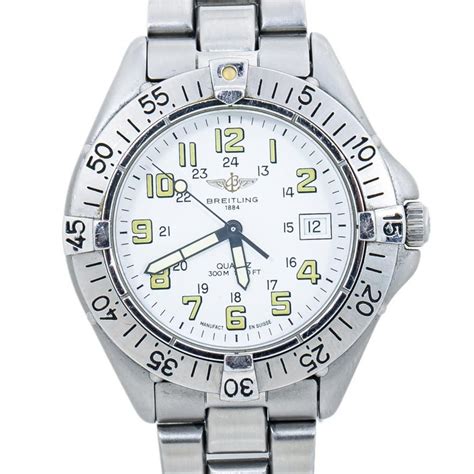 Breitling Colt Quartz A57035 White Dial Mens Date Watch 